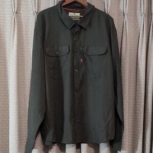 NWT Mens Size 2X Lake&Trail Green Long Sleeve Shirt Fishing Stretch Performance